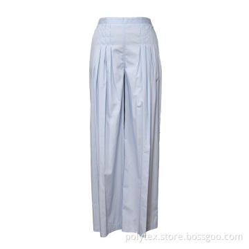 High Waist Cotton Poplin Palazzo